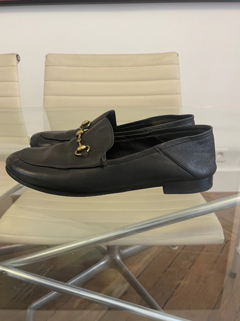 Gucci Black Leather Horsebit Loafers